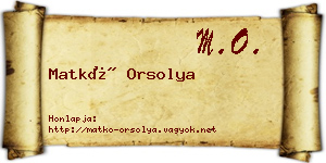 Matkó Orsolya névjegykártya