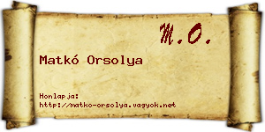 Matkó Orsolya névjegykártya